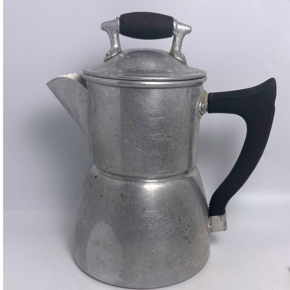 Wear-Ever Drip Coffee Pot OS Silver Good Vintage Aluminum Mid-Century USA
